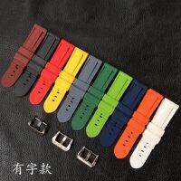 สายนาฬิกาทดแทน Panerai PANERAI สายนาฬิกานำเข้า สายยางนิ่ม ไม่มีเสี้ยน PAM441 111 wrist strap 24มม..