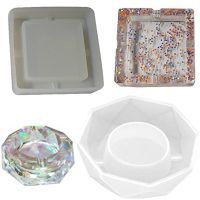 DATIVECASE Plastic Manual Crystal UV Resin Glossy Food Grade Silicone Ashtray Silicone Mold Mirror Ashtray Flower Container