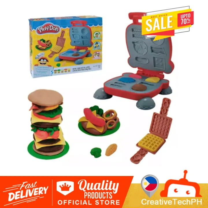 Magic Dough PlayDoh Burger Waffle Maker and Burger Barbecue Modeling