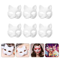 PickEgg 6 ชิ้น Blank Cat คอสเพลย์หน้ากากกระดาษการ์ตูนหน้ากากผู้ใหญ่ Masquerade Party Favors