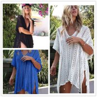 Hot sell Crochet Top Hollow Out Top Knitted Swimsuit Outer Cover 2022 Solid Smock Mesh Crop Tops Women Cover-ups Sexy Beach Wear White