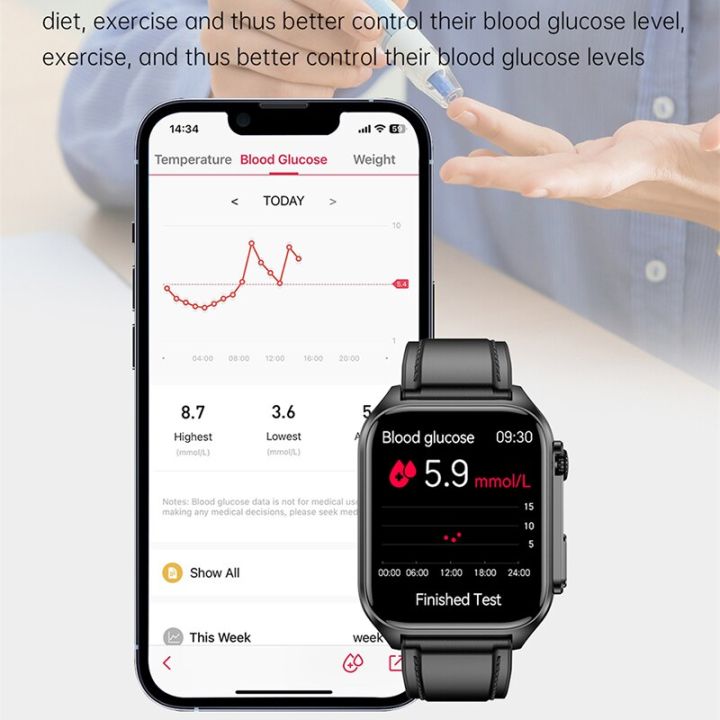 hytron-น้ำตาลในเลือด-smartwatch-ecg-ppg-โทรผ่านบลูทูธวัดอัตราการเต้นของหัวใจวัดความดันโลหิตอัตโนมัติ2023นาฬิกาอัจฉริยะเพื่อสุขภาพ