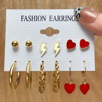 【DT】hot！ Gold Color Round Hoop Earrings Set Resin Jewelry