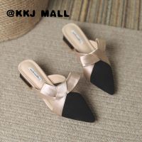 KKJ MALL WomenS High Heels 4Cm High Heel Chunky Heel Pointed Toe Fashion Slippers Elegant Middle Heel Bow Sandals Casual Shoes Outdoor WomenS Shoes