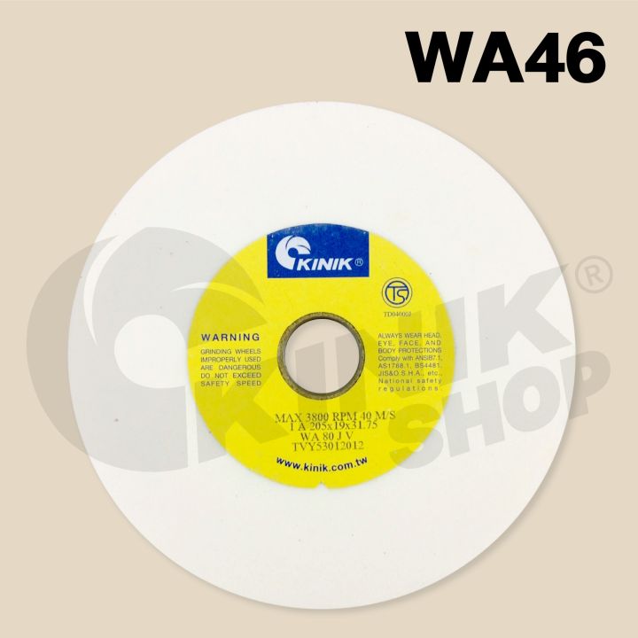 1ก้อน-kinik-หินเจียรหน้าตรง1a-ขนาด8นิ้ว-205x19x31-75mm-wa46-wa60-wa80-wa100-สีขาว