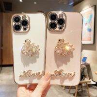 หรูหราไฟฟ้า3D คริสตัลหงส์กรณีโทรศัพท์มือถือสำหรับ IPhone14Promax 14พลัส13 13PROMAX 11 12 Pro Max XR XS Max X 6 6พลัส7 8พลัส12มินิ TPU ปก