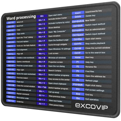 【jw】㍿﹊✑  EXCO English Office Shortcuts 260x210mm Lock Durable Mats Computer Tablet Mousepad