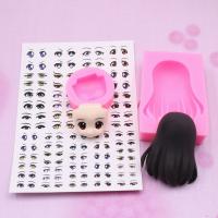 Ultra-light clay silicone mold set DIY fondant doll Q version face model hair silicone mold eyes water sticker Soap making set