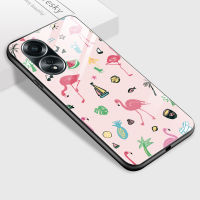 เคส PMP A58 OPPO Hp 4G สำหรับ Oppo A584g น่ารักสำหรับเด็กผู้หญิงอินสตาแกรมเคสฟลามิงโกสีชมพูยอดนิยมเคสสัตว์เขตร้อนฝาหลังกระจกเทมเปอร์กันกระแทก