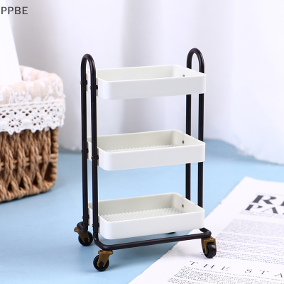 PPBE Dollhouse trolley dining ชั้นวางรถชั้นวางหนังสือ W/ล้อตุ๊กตาตู้เก็บของ