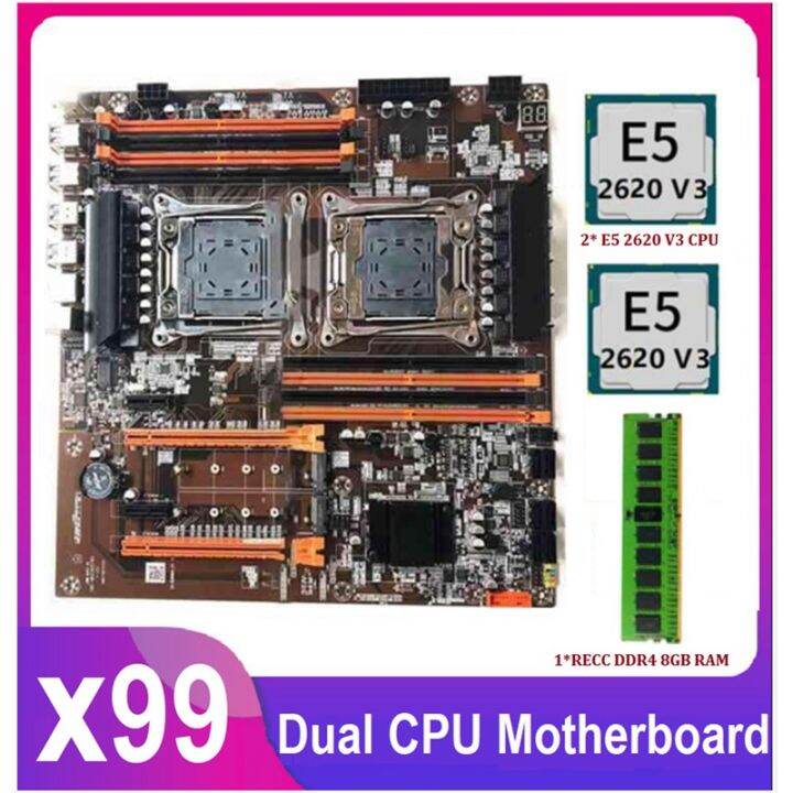 X99 Dual CPU Motherboard LGA 2011 USB3.0 SATA3 Dual M.2 Slot with Dual