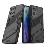 สำหรับ OPPO Reno7 Pro 5G เกราะพังก์2 In 1ชิ้น + เคสโทรศัพท์กันกระแทก TPU พร้อมที่วางที่มองไม่เห็น (สีดำ)