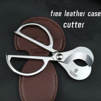 Luxury Ciggar Scisors Stainless Steel Ciger Cutting Tools Cigaar Cutter Guillotine with Leather Case Smking Accessories