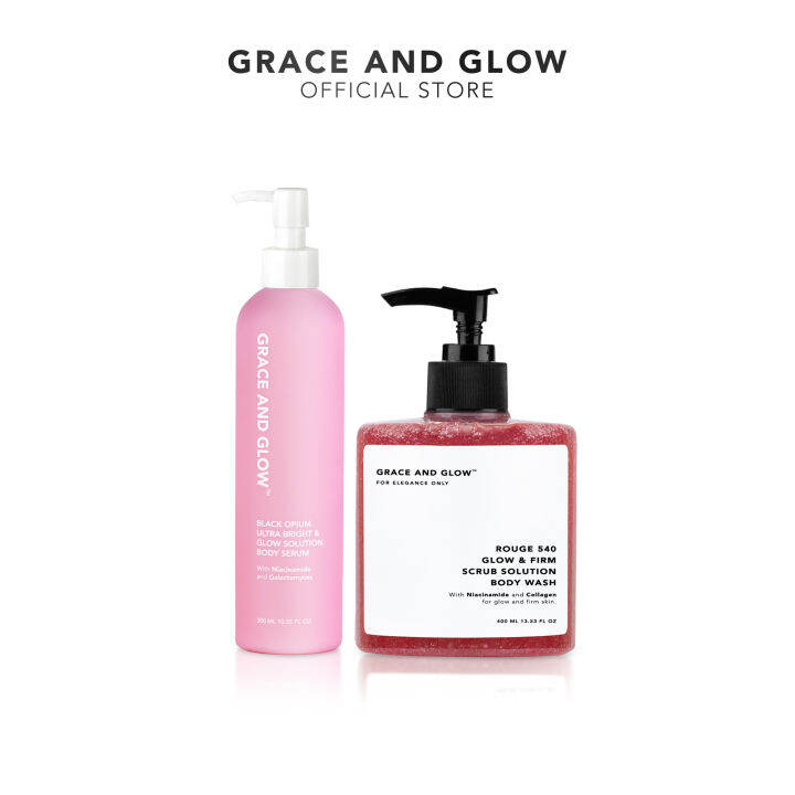 Grace And Glow Rouge 540 Glow and Firm Scrub Solution Body Wash + Black ...