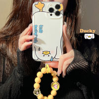 เคสฝาหลังเคส TPU แบบอ่อนรูปเป็ดน่ารักสำหรับ IPhone 14 Pro Max iPhone 14 Plus iPhone 13 Pro Max iPhone 13 Mini Iphone 12 Pro Max iPhone 12 Mini 11 Pro Max XS Max XR 7 Plus 8 Plus SE เคสโทรศัพท์กันกระแทกพร้อมสายรัดข้อมือ