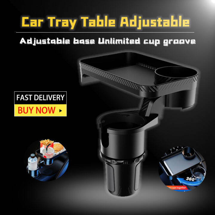 Portable Car Cup Holder Attachable Meal Tray Expanded Table Desk Car