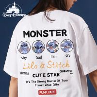 Disney Lilo &amp; Stitch เสื้อยืดผู้หญิง Anime Harajuku Kawaii เสื้อยืดขนาดใหญ่เสื้อ Gothic รอบคอเสื้อผู้หญิง2022ฤดูร้อน Y2k เสื้อผ้า