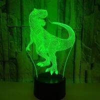 ℡✧☸ Ready Stock???Creative Dinosaur Shaped 3D LED Light 7 colorful Home Decor LED Night Light Table Lamps for gift