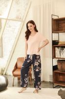 New Summer Womens Cotton Pyjamas Printing Pijamas Short-sleeved Long Pants Sleepwear Home Suit Women Pajamas 2 Piece Set