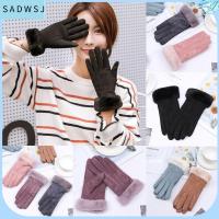 SADWSJ Cute Touch Screen Autumn Winter Women Gloves Furry Warm Mitts Thick Plush Full Finger Mittens