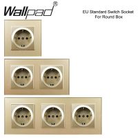 卐∋ DIY EU Gold Glass 1 2 3 ON OFF Light Switch Wall 16A French European Power Socket with USB Type C Outlet Wallpad 220V