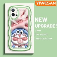 YIWESAN เคสสำหรับ Vivo Y75 5G Y55 5G Y77 5G Y77E 5G IQOO Z6 Lite 5G เคสการ์ตูนดาวสีชมพูลายโดราเอมอนขอบคลื่นเคสมือถือกันกระแทกแบบใสนิ่มโปร่งใสลายกล้องถ่ายรูปฝาครอบป้องกันซิลิกาเจลที่สร้างสรรค์