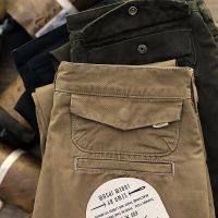 【YF】 Spring New American Retro Twill Amekaji Chino Cargo Pants Mens Simple 100  Cotton Washed Slim Straight Business Casual Trousers