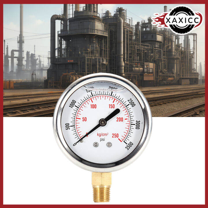 Fuel Pressure Gauge Hindi kinakalawang na Steel Hydraulic Liquid Filled