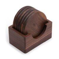 6PcsSet Walnut Wood Coasters Placemats Home Table Tea Coffee Cup Pad Decor Round Heat Resistant Drink Mat