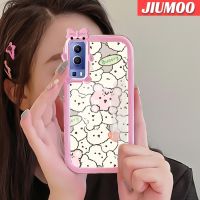 JIUMOO เคสสำหรับ VIVO Y72 5G Y52 5G Y75s 5G ลายหมีน่ารักรูปแบบโบว์น๊อตเคสนิ่มทนต่อการขัดถูเคสโทรศัพท์โปร่งใสฝาครอบป้องกันเลนส์กล้องถ่ายรูปซิลิก้าเจล TPU