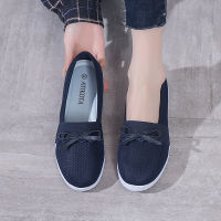 Avovi Women Breathable Flat Shoes Ladies Fashion Bow Light Slip-on Work Shoes Female Rounded-Flats