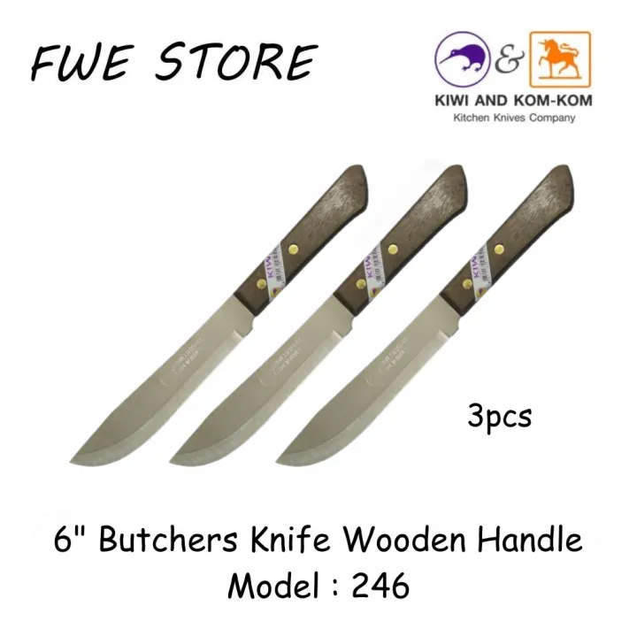 Original Thailand Kiwi 6" Butchers Knife Wooden Handle 246 Lazada