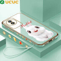 (พร้อมสายคล้อง) เคส UCUC เคสสำหรับ Vivo Y02A Vivo Y02T Vivoy02a Vivoy02t เคสมือถือเทศกาลฤดูใบไม้ผลิกาล่ามาสคอตกระต่ายชุบฝาหลังอ่อน