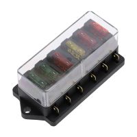 【YF】✧▥✲  Circuit 6 Way Fuse Plastic Cover 12V/24V Car Block Holder with 6pcs 3A-30A Fuses for