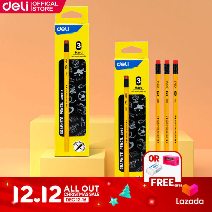 Deli 12Pcs Pencil Soft Medium Hard Pencil School Supplies CC089 Lazada PH