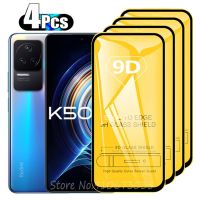 ✆☊ 4pcs 9D Tempered Glass For Xiaomi Redmi K50 K40 Gaming Full Cover Screen Protector For Redmi Note 11E K20 K30 K40S K50 Pro Glass