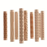 Pottery Art Wood Texture Roll Relief Tree Stone Flower Pattern Embossed Rod Mud Roll DIY Ceramic Sculpture Modeling Clay Tools