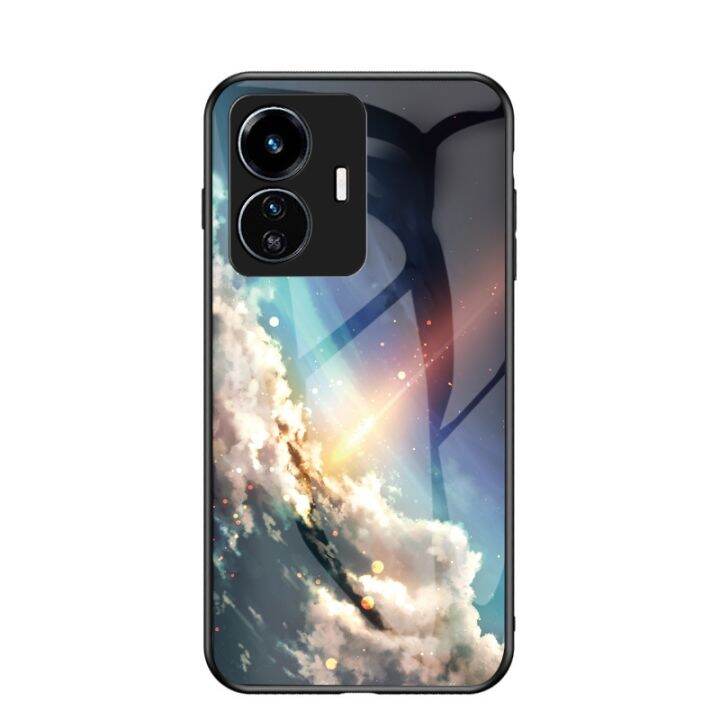 vivo-y77-5g-ปลอกกระจกเทมเปอร์เคสโทรศัพท์-soft-tpu-ป้องกันขอบ-hard-กันกระแทกแฟชั่น-vivo-y77-5g-เคสฝาหลัง