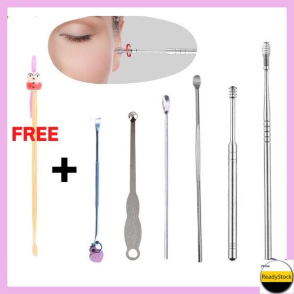 🇲🇾Ship24HrsPerak‼️ High Quality Set Metal Bamboo Ear Pick Cleaner