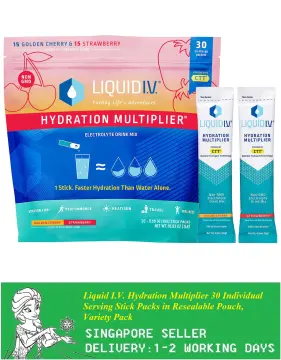 Liquid I.V. Hydration Multiplier, 30 Individual Serving Stick Packs in  Resealable Pouch, Tropical Punch