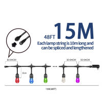 15เมตร30เมตร Wifi Tuya สมาร์ท RGB ไฟ LED เชือก S14หลอดไฟเกรดเชิงพาณิชย์กันน้ำกลางแจ้งพู่ห้อยสวนตกแต่งงานแต่งงาน