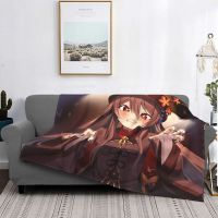 ZENGIA Hu Tao Genshin Impact New Character Blankets Coral Fleece Spring Autumn Soft Throw Blanket for Bed Office Bedding Throws