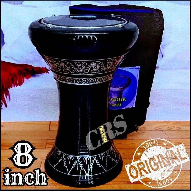 Dumbuk Atau Darbuka Kayu 8 inch Hitam Kombinasi Power Beat Hitam