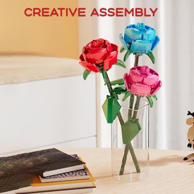 ToylinX Flowers Bouquet Brick DIY Gift Compatible Head Toy Child Children Girls Mini Art Building Blocks Construction Set