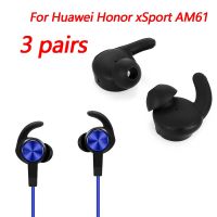 ตะขอเกี่ยวหูหูฟังซิลิโคนสีดำ3คู่สำหรับ Huawei Honor Xsport อุปกรณ์เสริมหูฟังหูฟังสวมศีรษะบลูทูธ Am61