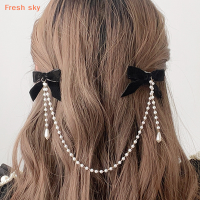 Fresh sky ปิ่นปักผมประดับมุกแบบวินเทจสุดหรูมีพู่ประดับผมแบบหวานสำหรับเครื่องประดับผมแฟชั่น