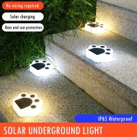 【LZ】♙☒  4 pçs à prova dwaterproof água led solar urso pata luz ao ar livre undergroud lâmpada para jardim parede caminho passo decoração paisagem enterrado lâmpada