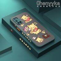 เคส Chenyyka สำหรับ OPPO เคส A52 A92 A72 4G เคสลายการ์ตูนวินนี่มีน้ำค้างแข็งโปร่งใสช้อนส้อมมีดหมีพูห์แข็งด้านข้างเป็นขอบสี่เหลี่ยมลายกล้องปลอกซิลิโคนเคสนิ่มป้องกันการกระแทก