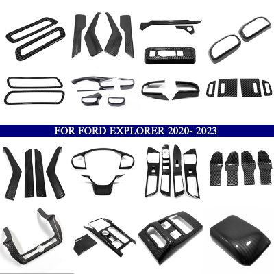 卐☑ Car Accessories for Ford Explorer 2020 2021 2022 2023 ABS Carbon Fiber Interior Kit Dashboard Console Decoration Cover Trim