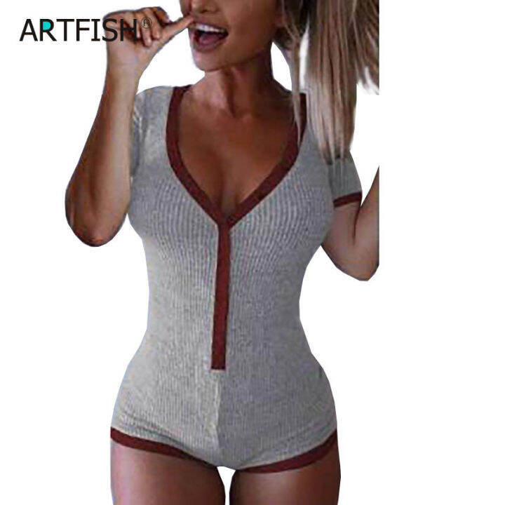 2023-new-sexy-bodysuits-women-rompers-club-lady-button-neck-short-sleeve-solid-bodycon-slim-femme-cotton-knit-body-suit-gv282